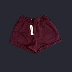 Meshki Wine Red Tahlia Loopback Shorts